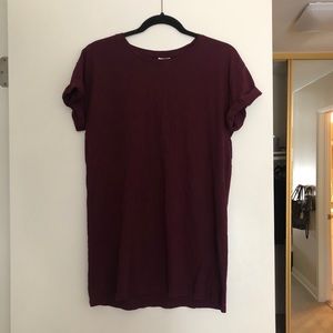 H&M Oversized Maroon Basic T-Shirt